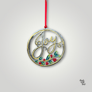 Cursive Joy Ornament - Painted