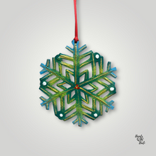 Load image into Gallery viewer, Large Green Blue Snowflake Ornament