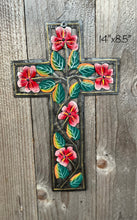Load image into Gallery viewer, Red Swirl Flower Cross