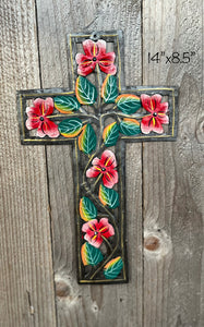 Red Swirl Flower Cross