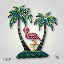 Load image into Gallery viewer, Flamingo with Palm Trees