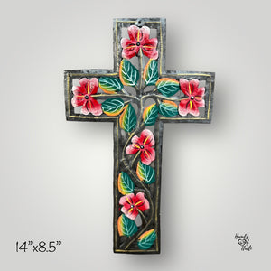 Red Swirl Flower Cross
