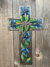 Load image into Gallery viewer, Blue Swirl Flower Cross