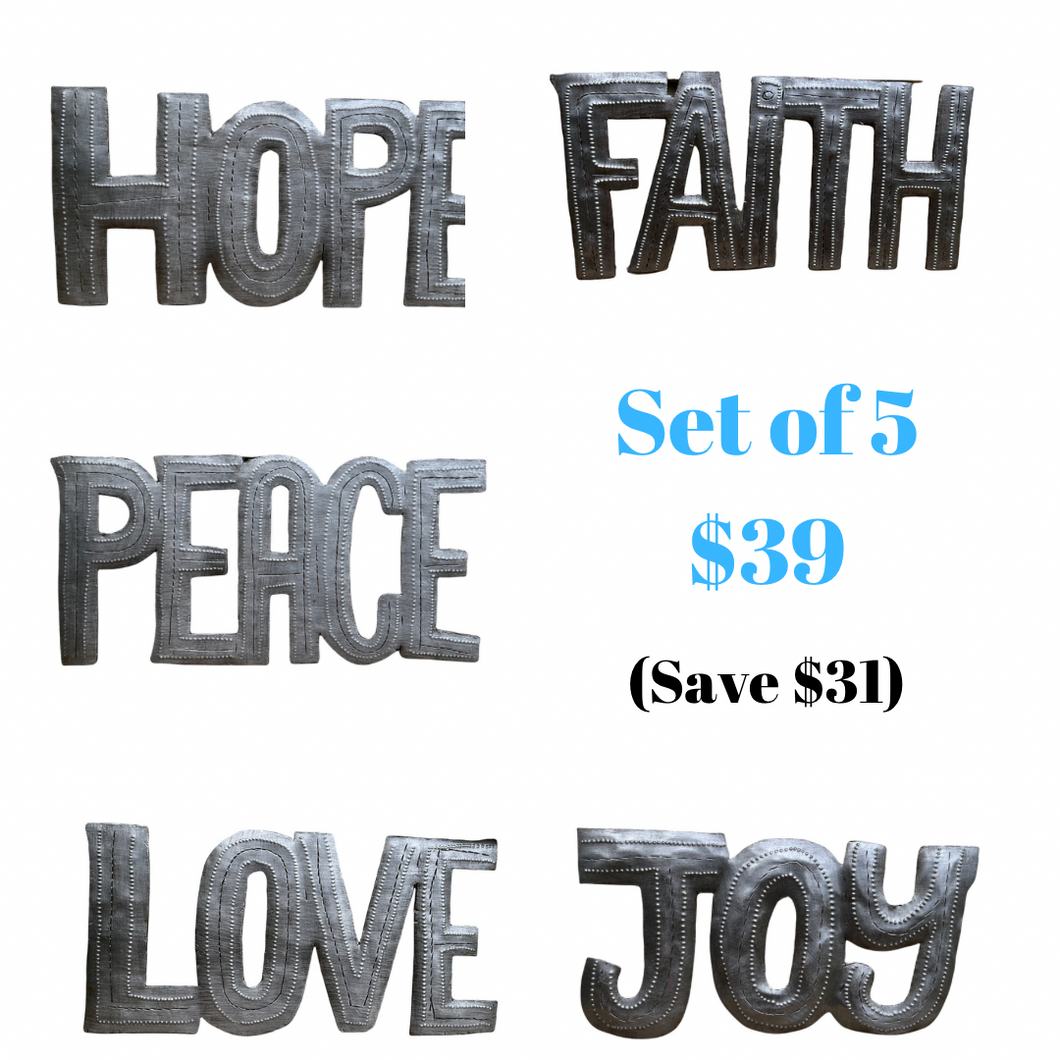 Faith Hope Love Joy Peace - Set of 5