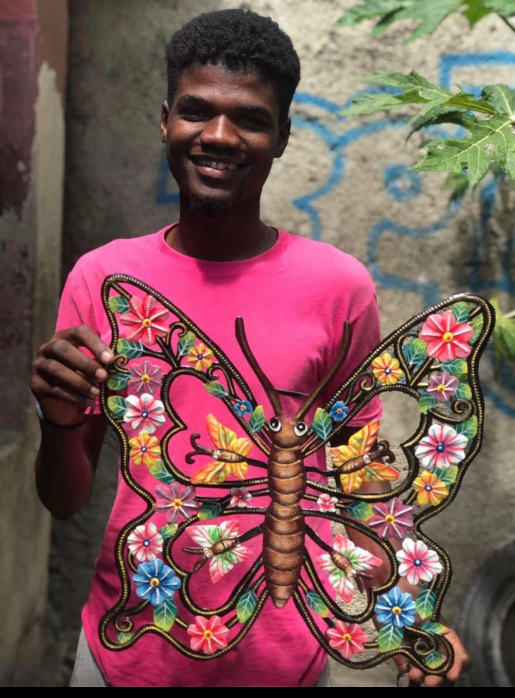 Butterfly With Flowers 3-D Wings