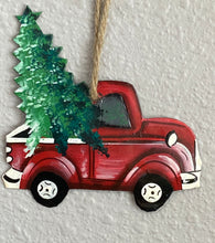 Load image into Gallery viewer, Red Truck Painted Ornamento