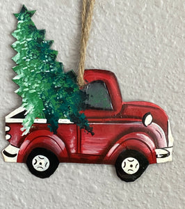 Red Truck Painted Ornamento