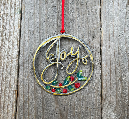 Cursive Joy Ornament - Painted