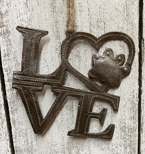 Dog Love Paw Ornament