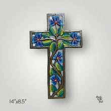 Load image into Gallery viewer, Blue Swirl Flower Cross