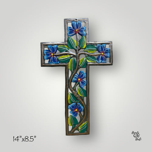 Blue Swirl Flower Cross