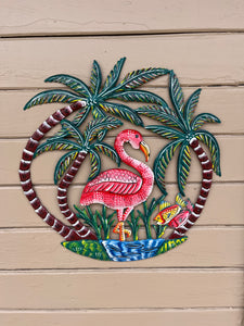 Flamingo with Palm Trees - Large