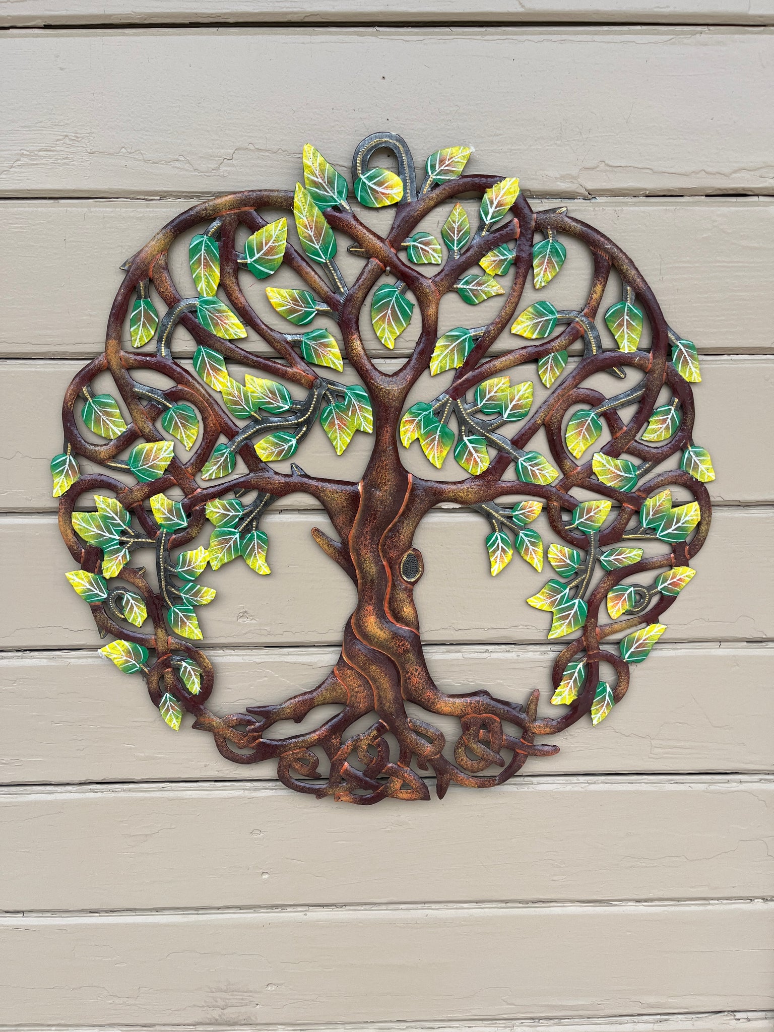 Tree Of Life Sottovaso In Feltro Fatto A Mano | 21 Cm | Grigio Mélange Con Albero Della Vita Colorato