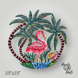 Flamingo with Palm Trees - Large