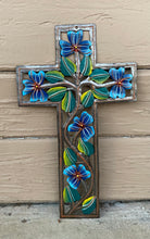 Load image into Gallery viewer, Blue Swirl Flower Cross