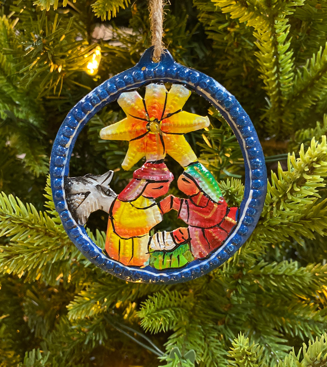 Nativity Ornament Round  - Painted