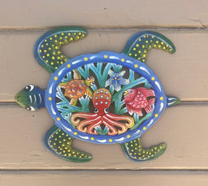 Aquatic Turtle with Octopus, Fish and Starfish