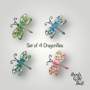 Dragonfly -  Set of (4) Mint, Green, Pink and Blue Color