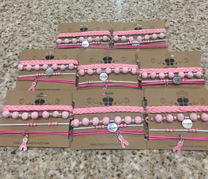 Breast Cancer Awareness Stackable Bracelet Set